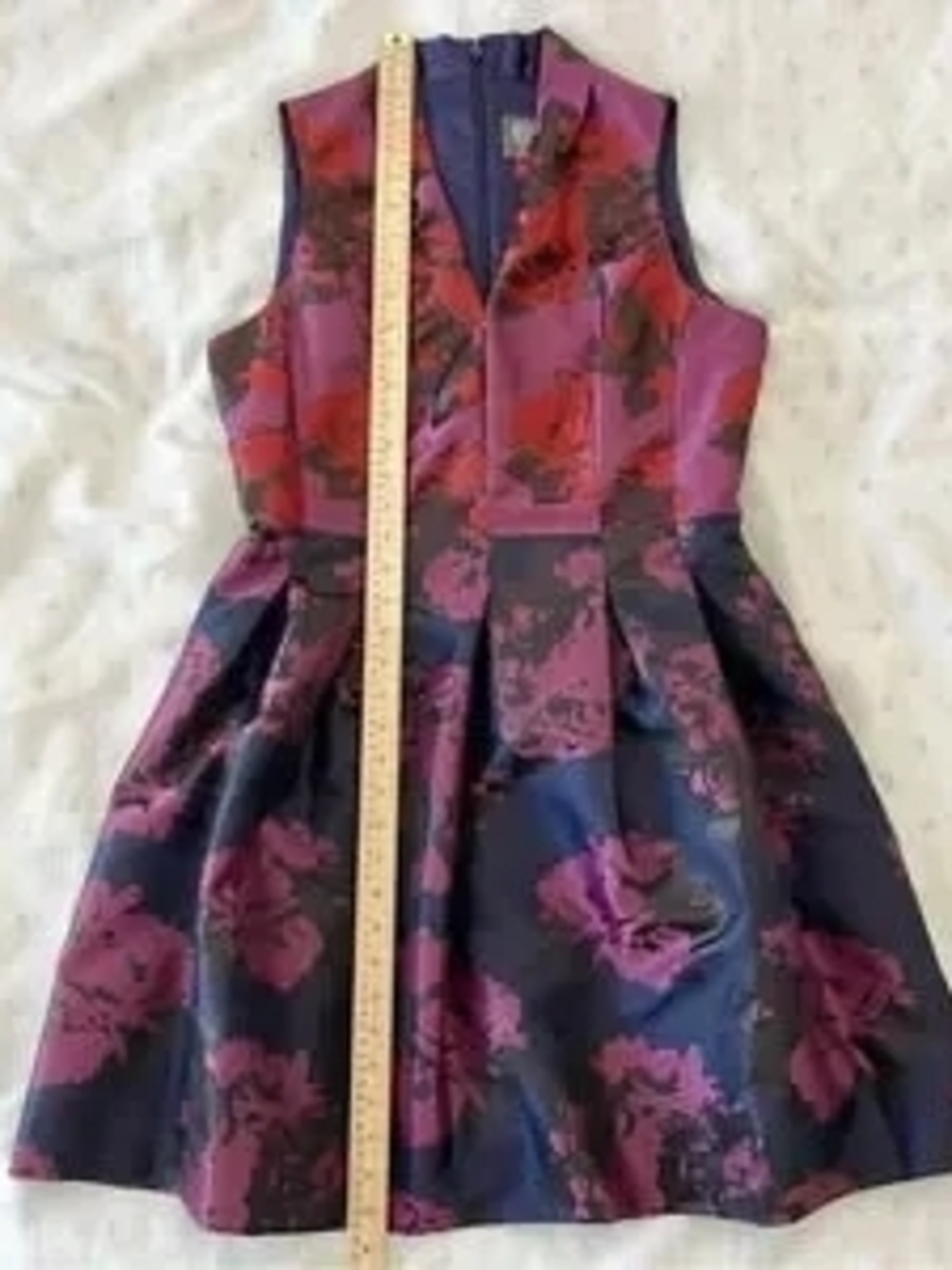 Vince Camuto Purple and Navy Floral Jacquard Mini Dress - Picture 4 of 6